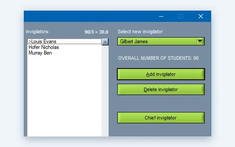 Calculating the invigilators needed for an exam sitting in Wise Timetable