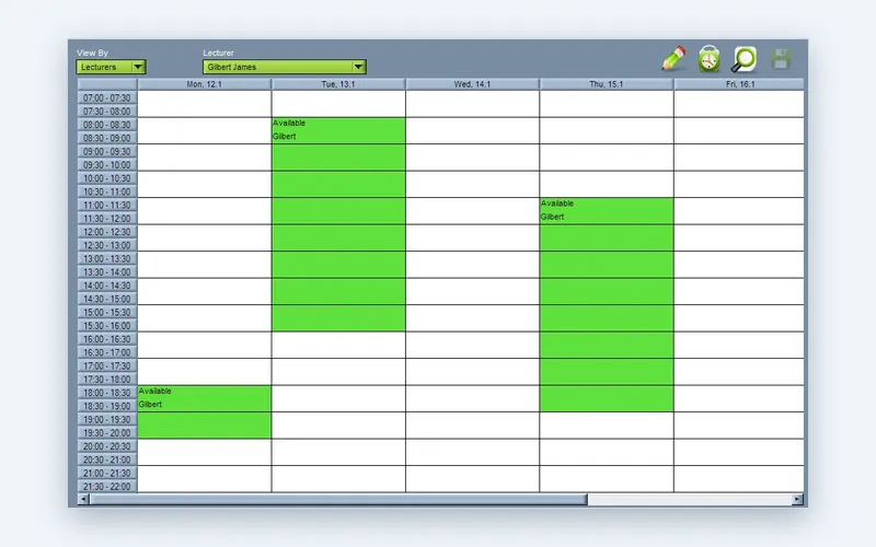 Lecturer availability in the Wise Timetable desktop application