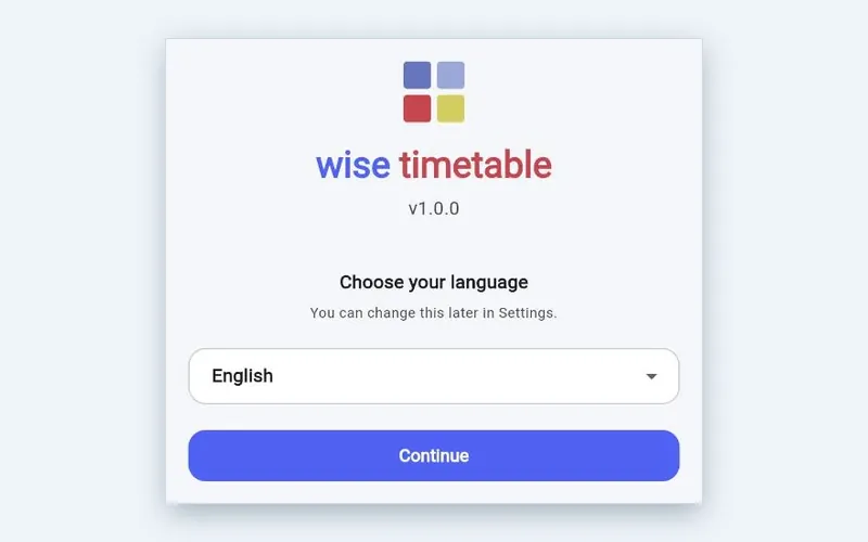 Choosing the language of the Wise Timetable mobile app
