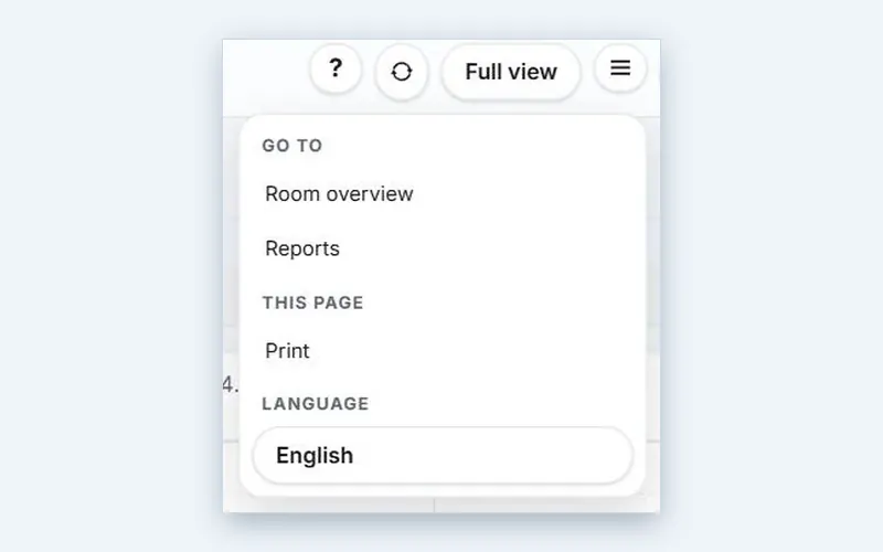 The menu of the Wise Timetable web timetable