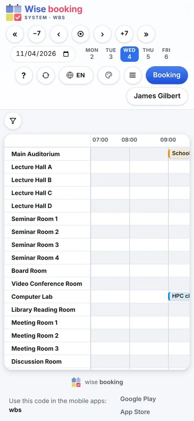 The room overview on a phone